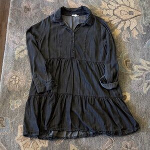 Easel Black Tiered Shirt Dress